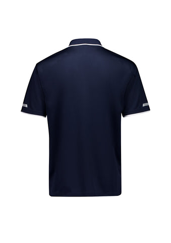 Mens Striker Short Sleeve Polo Navy/White back view