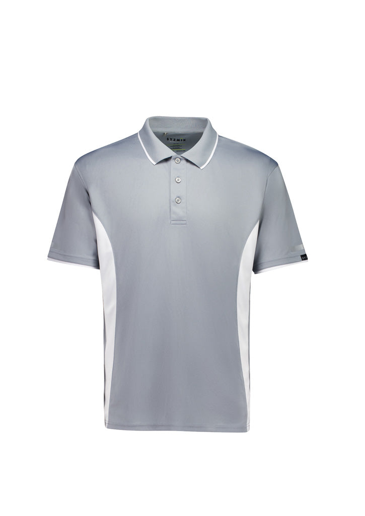 Mens Striker Short Sleeve Polo Silver/White front view
