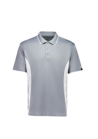 Mens Striker Short Sleeve Polo Silver/White front view