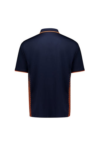 Mens Spark Short Sleeve Polo Navy/Orange back view