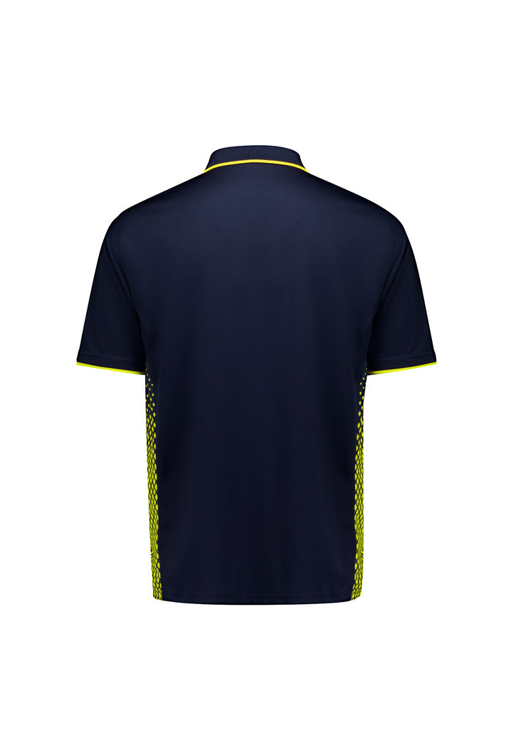 Mens Spark Short Sleeve Polo Navy/Yellow back view