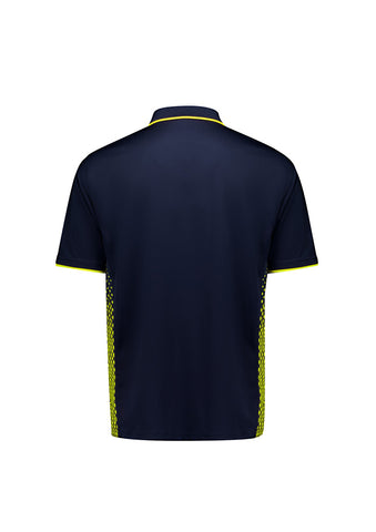 Mens Spark Short Sleeve Polo Navy/Yellow back view