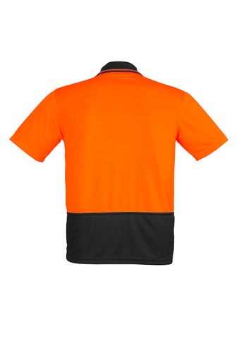 Unisex Hi Vis Basic Short Sleeve Polo Orange/Black back view