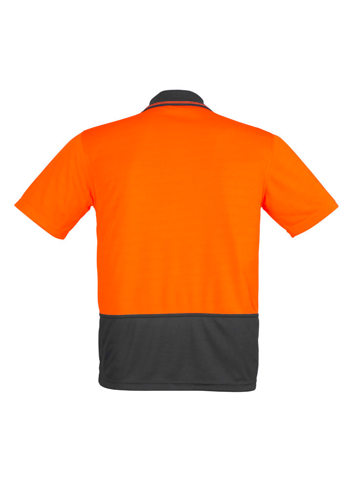 Unisex Hi Vis Basic Short Sleeve Polo Orange/Charcoal back view