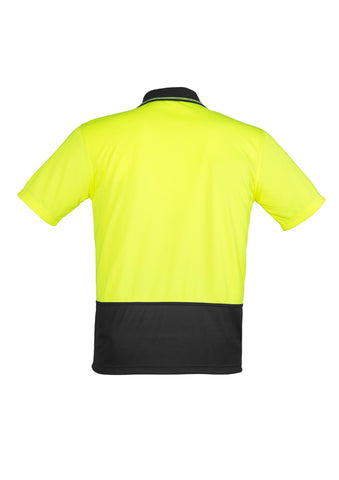 Unisex Hi Vis Basic Short Sleeve Polo Yellow/Black back view