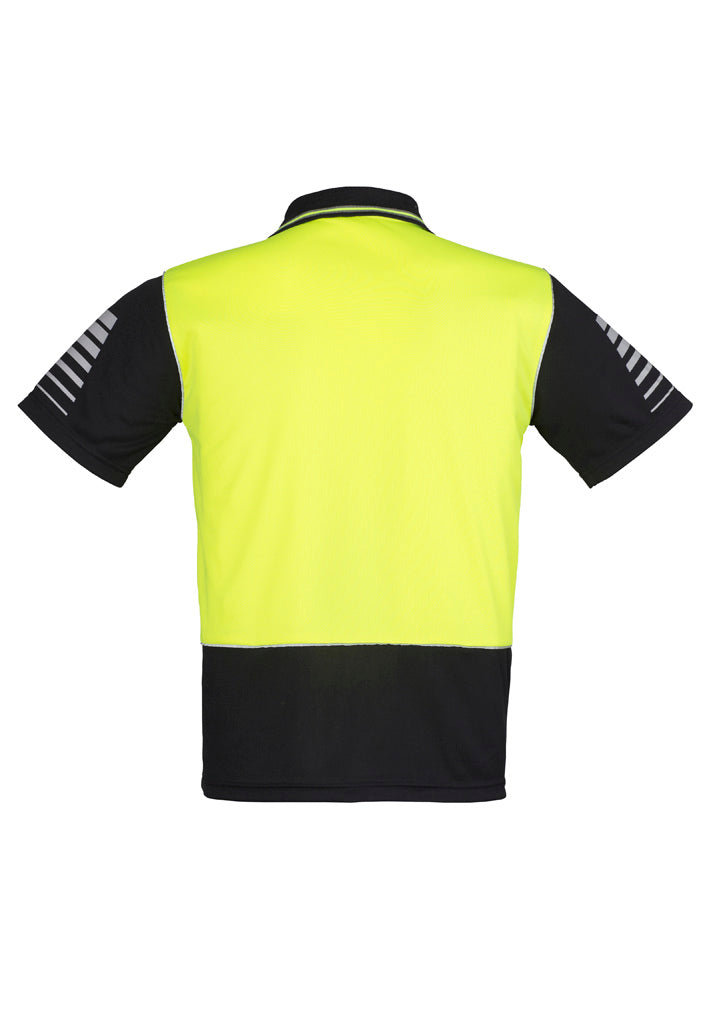 Mens Hi Vis Zone Short Sleeve Polo Yellow/Black back view
