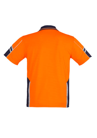 Mens Hi Vis Squad Short Sleeve Polo Orange/Navy back view