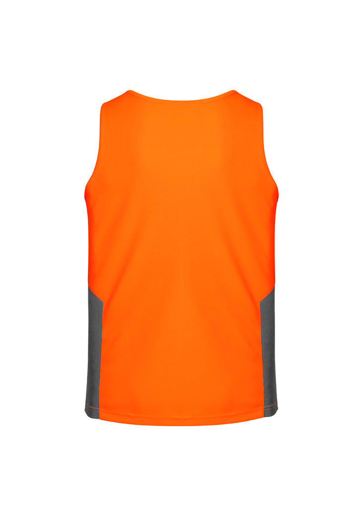 Mens Hi Vis Squad Singlet Orange/Charcoal back view