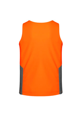 Mens Hi Vis Squad Singlet Orange/Charcoal back view