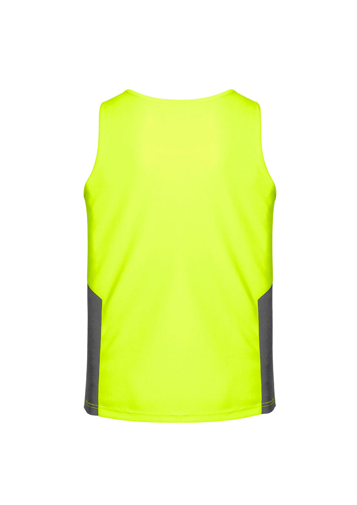 Mens Hi Vis Squad Singlet Yellow/Charcoal back view