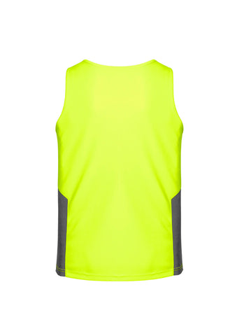 Mens Hi Vis Squad Singlet Yellow/Charcoal back view