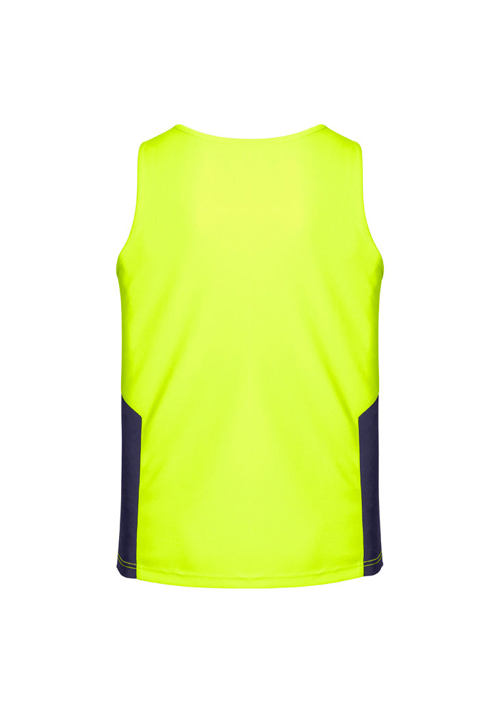 Mens Hi Vis Squad Singlet Yellow/Navy back view