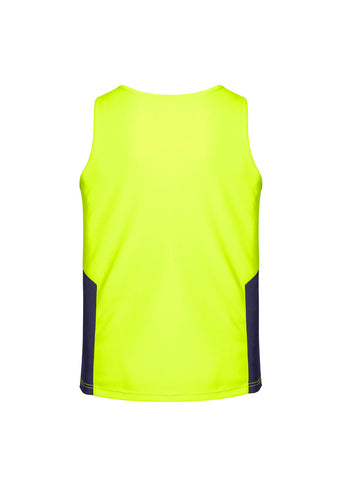 Mens Hi Vis Squad Singlet Yellow/Navy back view