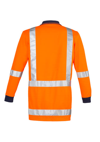 Mens TTMC-W23 Long Sleeve Polo Orange/Navy back view