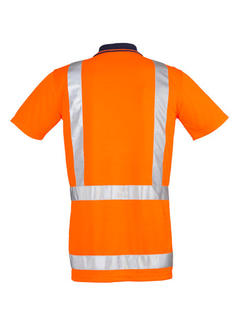 Mens TTMC-W23 Short Sleeve Polo Orange/Navy back view