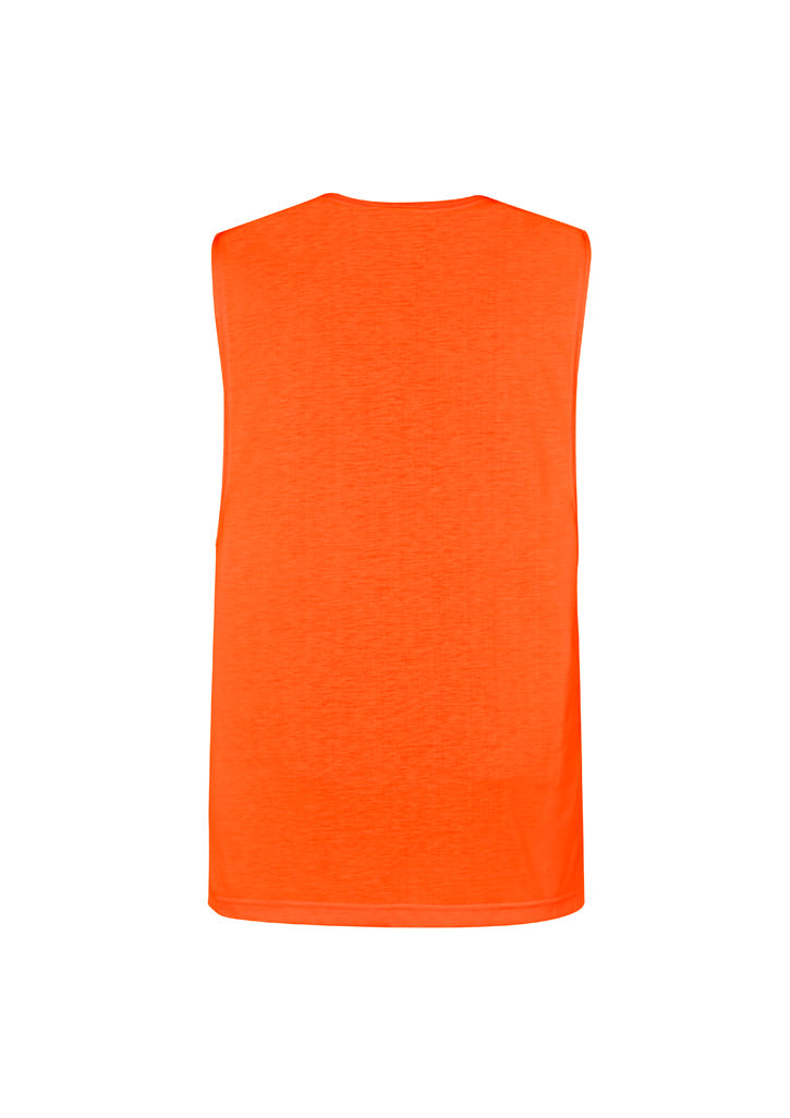 Mens Hi Vis Sleeveless Tee Orange back view