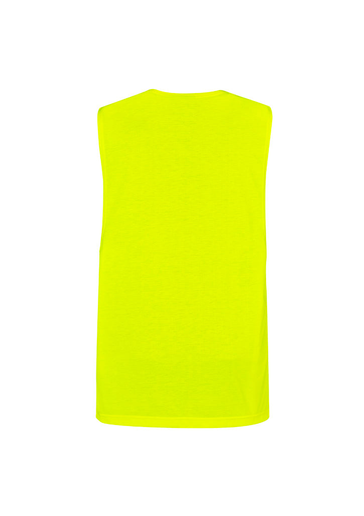 Mens Hi Vis Sleeveless Tee Yellow back view