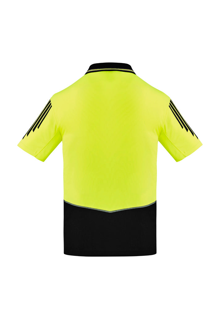 Mens Hi Vis Flux Short Sleeve Polo Yellow/Black back view