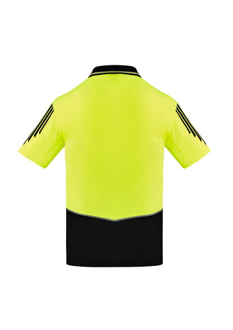 Mens Hi Vis Flux Short Sleeve Polo Yellow/Black back view