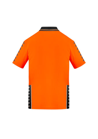 Mens Hi Vis Komodo Short Sleeve Polo Orange/Black back view