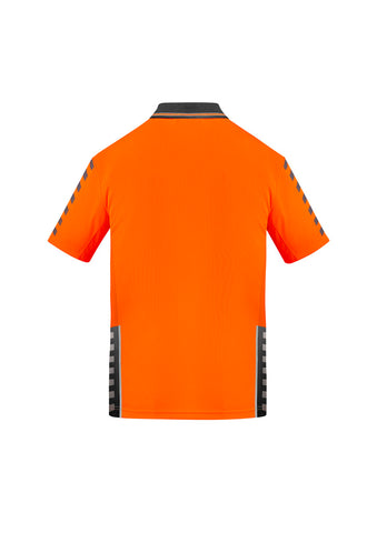 Mens Hi Vis Komodo Short Sleeve Polo Orange/Charcoal back view