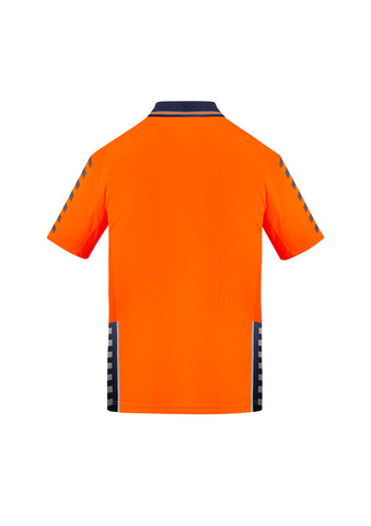 Mens Hi Vis Komodo Short Sleeve Polo Orange/Navy back view