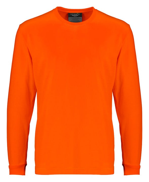 Mens Hi Vis Long Sleeve Tee in Orange