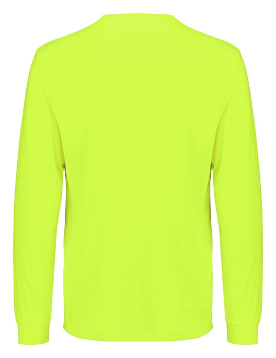 Mens Hi Vis Long Sleeve Tee Yellow back view