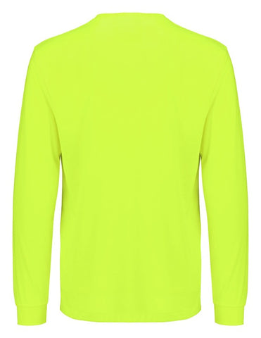 Mens Hi Vis Long Sleeve Tee Yellow back view