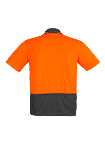 Mens Hi Vis Comfort Back Short Sleeve Polo Orange/Charcoal back view
