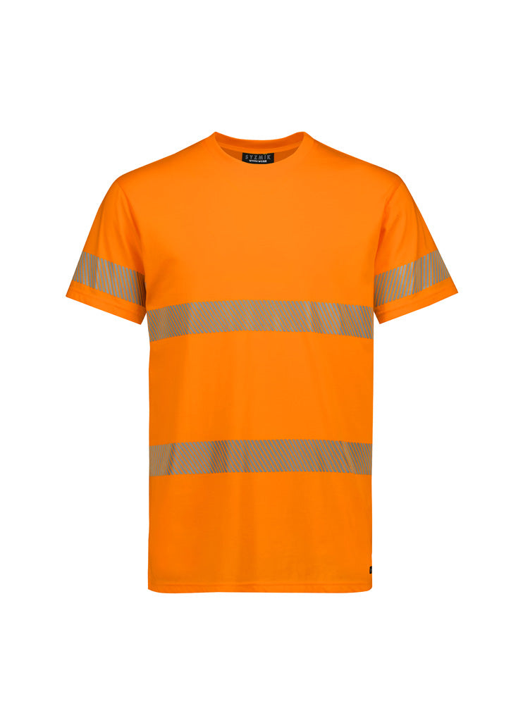 Mens Hi Vis Segmented Tape Cotton Tee Orange front view