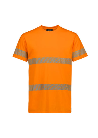 Mens Hi Vis Segmented Tape Cotton Tee Orange front view