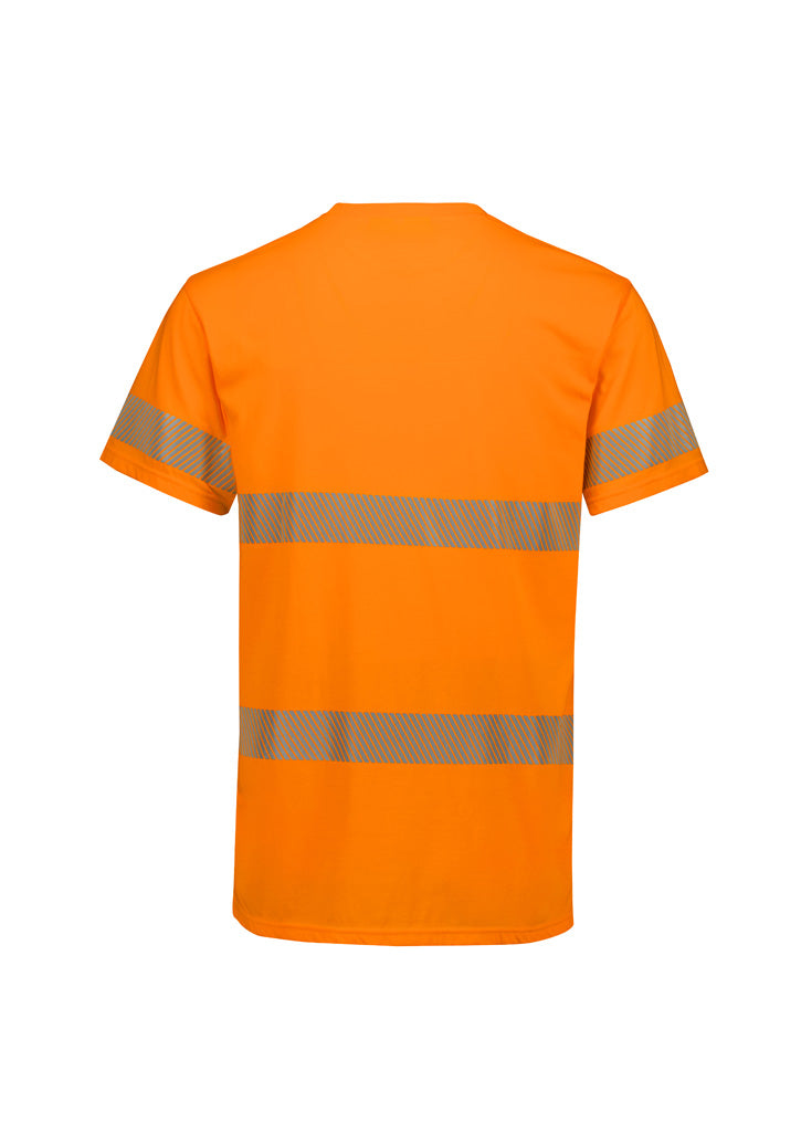 Mens Hi Vis Segmented Tape Cotton Tee Orange back view