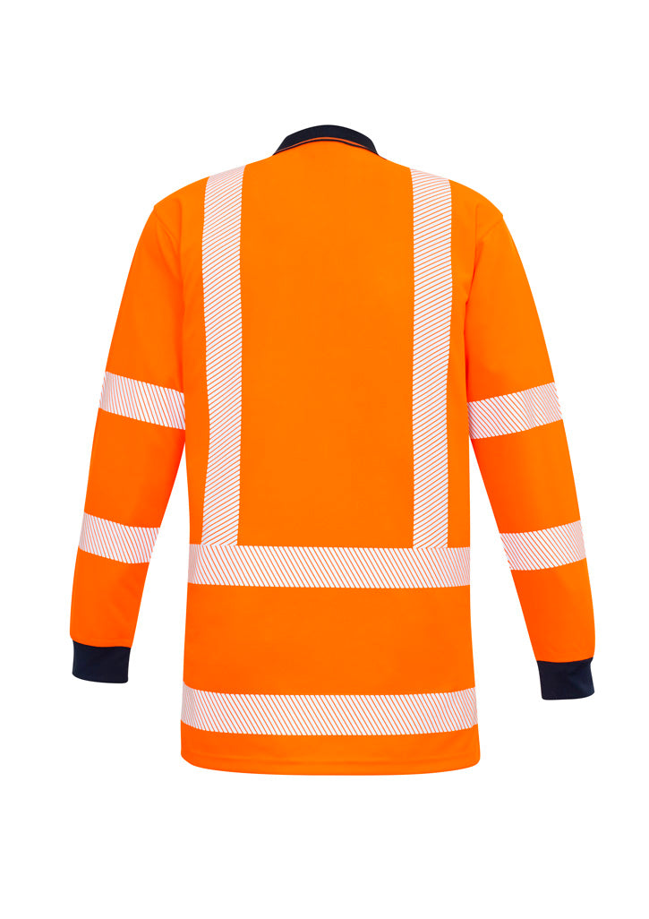 Mens TTMC-W23 Segmented Tape Long Sleeve Polo Orange/Navy back view