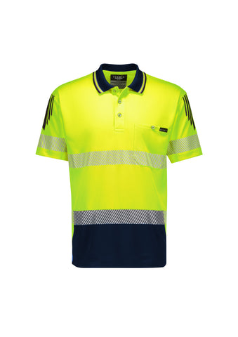 Mens Hi Vis Flux Segmented Tape Short Sleeve Polo-ZH555-syzmik-1