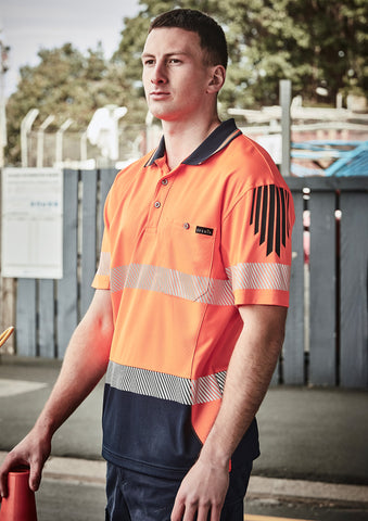 Mens Hi Vis Flux Segmented Tape Short Sleeve Polo-ZH555-syzmik-0