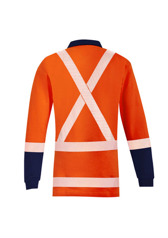 Mens Orange Flame TTMC-W23 X Back Taped Polo Orange/Navy back view
