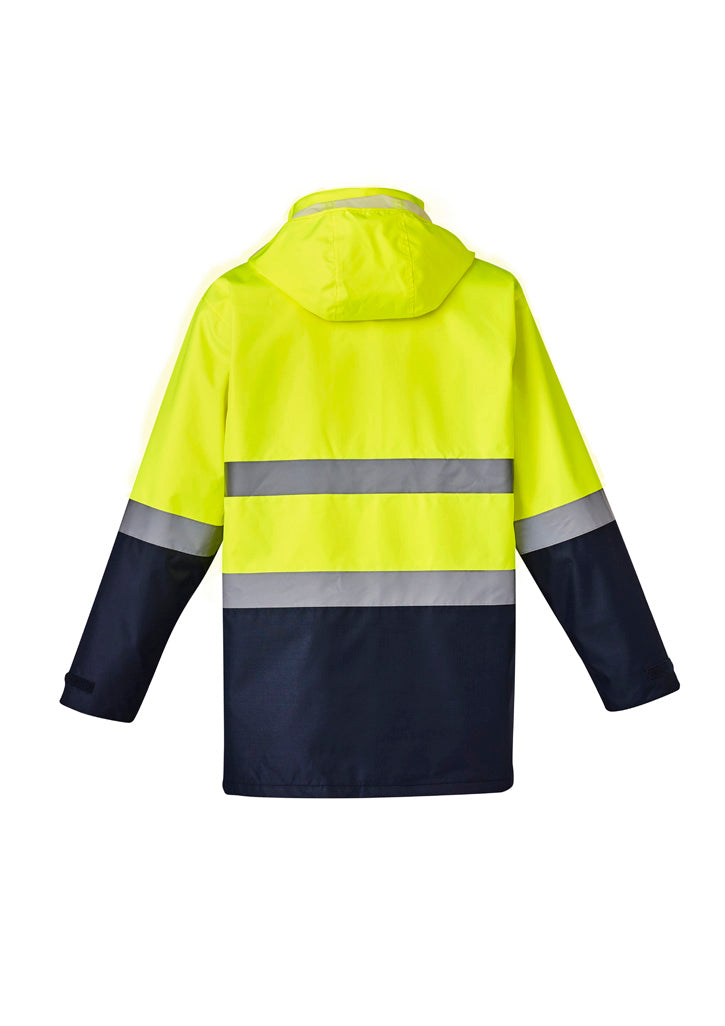 Mens Hi Vis Basic 4 In 1 Waterproof Jacket Yellow/Navy back view