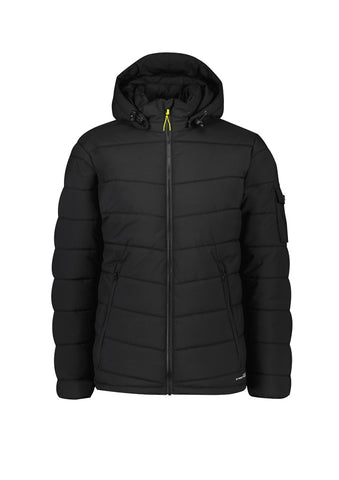 Unisex Streetworx Hooded Puffer Jacket Black front view