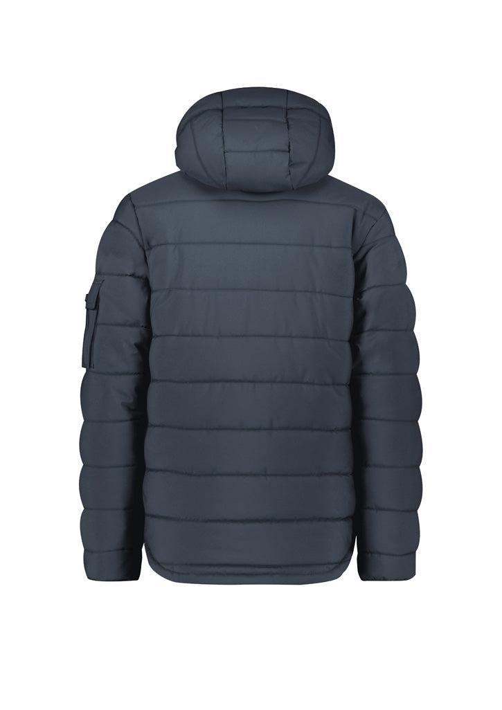 Unisex Streetworx Hooded Puffer Jacket Charcoal Blue back view