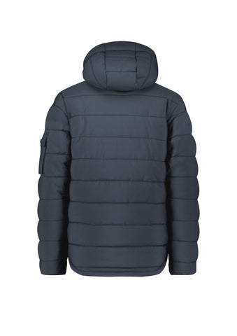 Unisex Streetworx Hooded Puffer Jacket Charcoal Blue back view