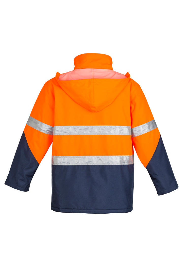 Mens Hi Vis Storm Jacket Orange/Navy back view