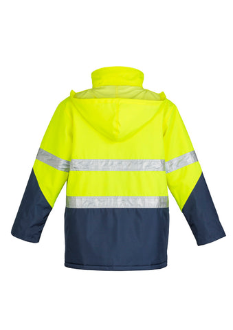 Mens Hi Vis Storm Jacket Yellow/Navy back view