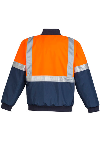 Mens Hi Vis Quilted Flying Jacket Orange/Navy back view