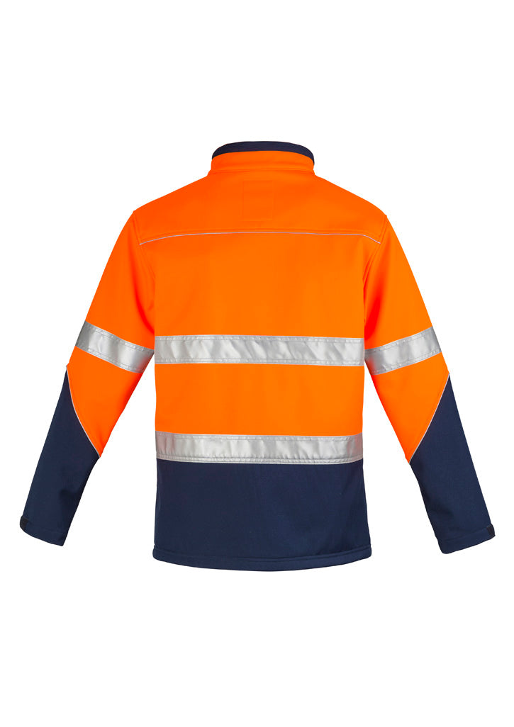 Unisex Hi Vis Softshell Jacket Orange/Navy back view