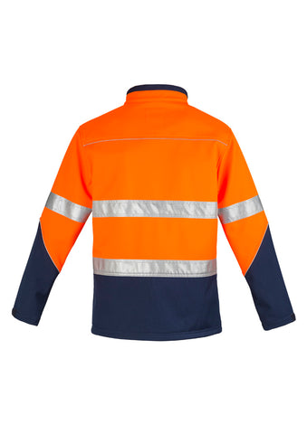 Unisex Hi Vis Softshell Jacket Orange/Navy back view