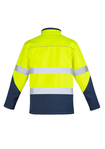 Unisex Hi Vis Softshell Jacket Yellow/Navy back view
