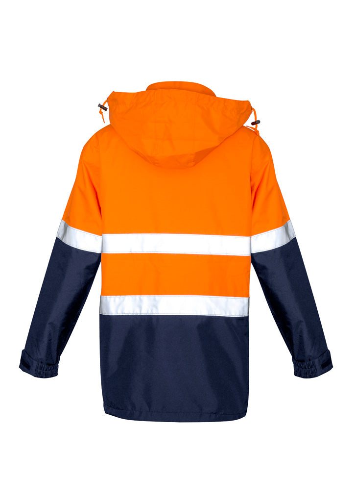 Mens Hi Vis Ultralite Waterproof Jacket Orange/Navy back view