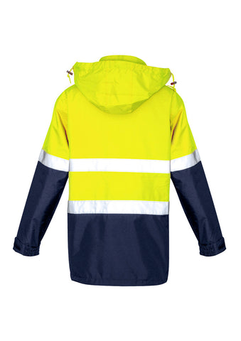 Mens Hi Vis Ultralite Waterproof Jacket Yellow/Navy back view