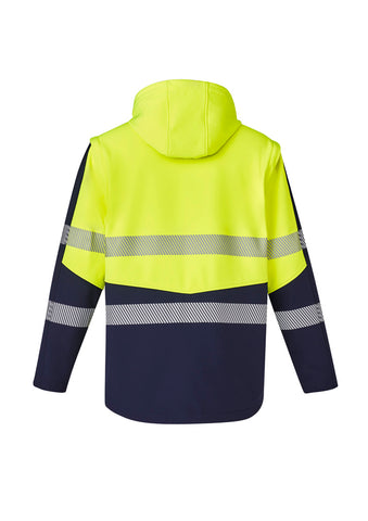 Unisex Streetworx 2 In 1 Stretch Softshell Jacket Yellow/Navy back view